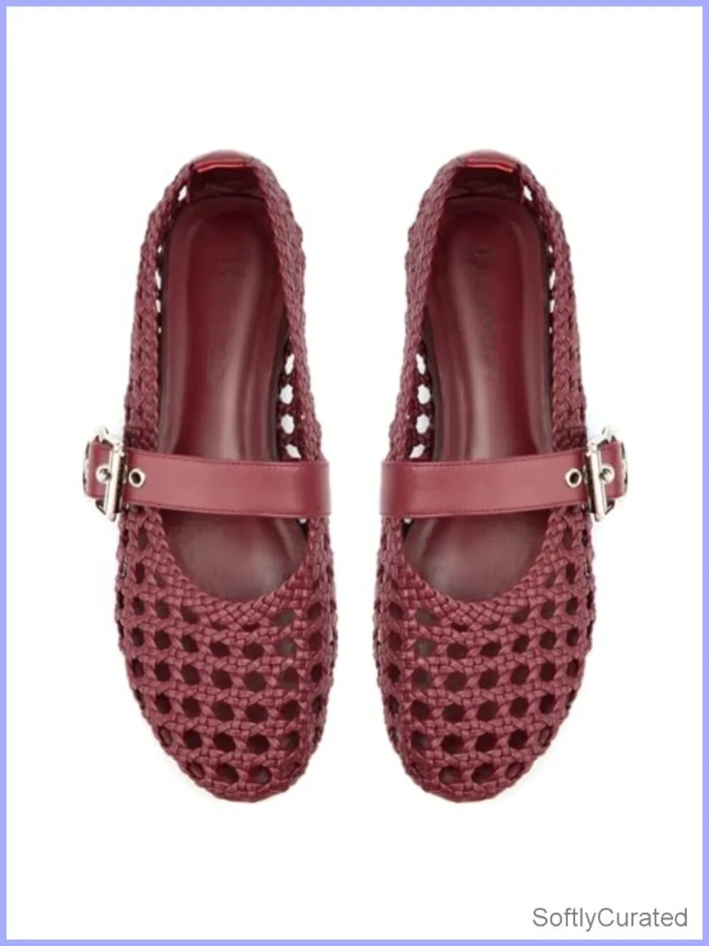 Woven Mesh Ballet Flats Mary Jane Buckle Strap Round Toe Women's Dressy Casual